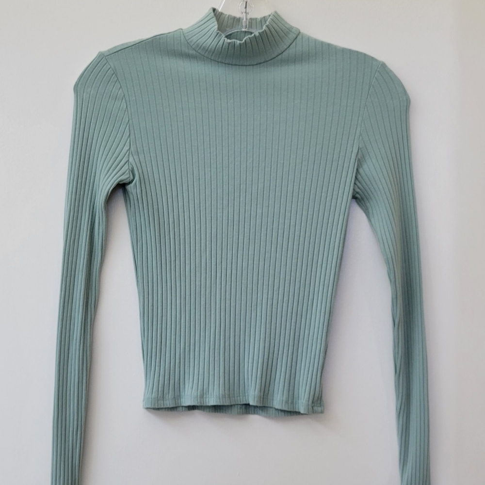 Destined Mock Neck Long Sleeve Ribbed Top